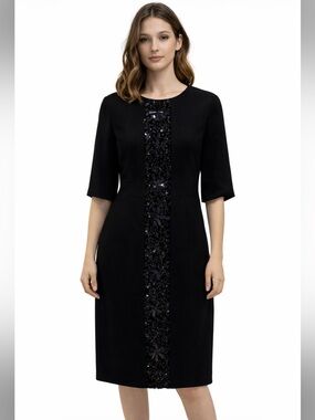 Miri size 10 Elegant Black Dress with Embellished Detail
